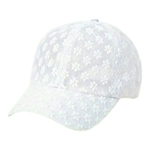 Women's floral laced baseball cap embroidery daisy cotton trucker hat snap back.